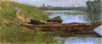 Deux bateaux impressionnisme Bateau paysage Théodore Robinson Peinture à l'huile